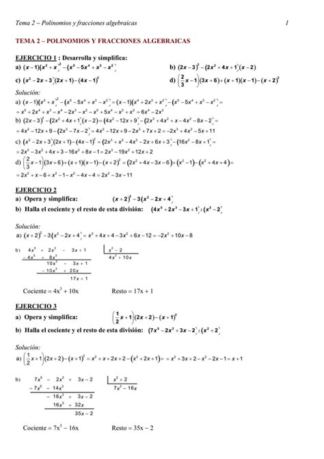 Polinomios Y Fracciones Algebraicas Pdf