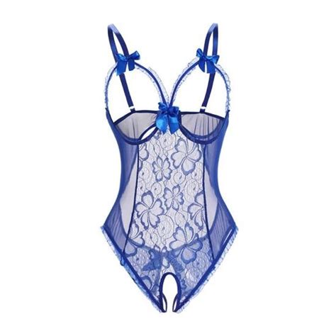 Ensemble de Lingerie Sexy Femmes Dentelles Nuisettes V Cou Bleu Bleu Cdiscount Prêt à Porter