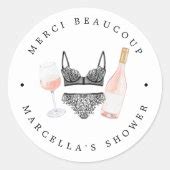 Rosé and Lingerie Shower Thank You Classic Round Sticker Zazzle