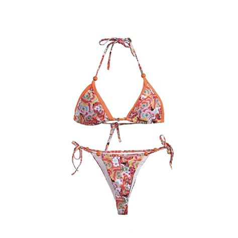 Sexy Women Bikini Set Floral Swimwear Bandage Bikini Set Push Up Padded