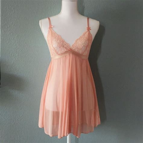 Flowy Peach Lingerie Dress It Has Two Small Bows On Depop