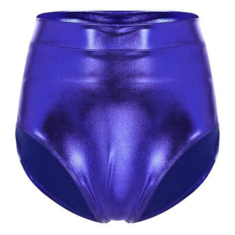 Venjoe Womens Shiny Metallic Low Rise Booty Shorts Panties Hot Pants Rave Festival Party