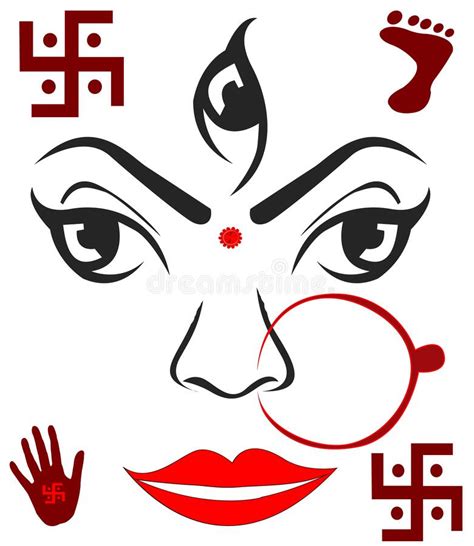 Forma De Cara Maa Durga Y Fondo Blanco Stock De Ilustración