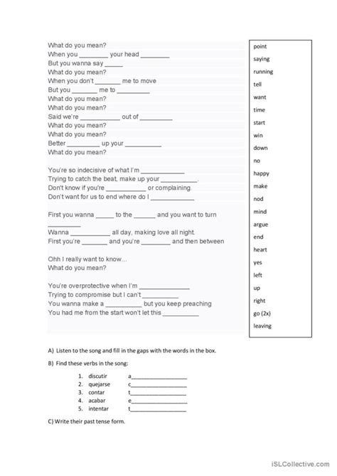 What Do You Mean Justin Bieber English ESL Worksheets Pdf Doc