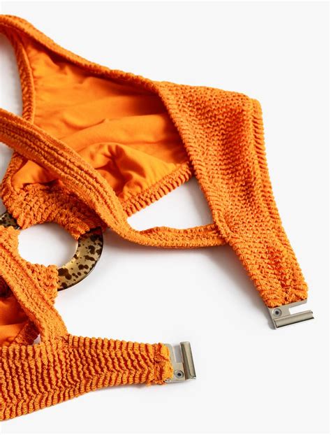 Turuncu Kadın Dokulu Bralet Bikini Üstü Aksesuar Detaylı 4SAK10184MM Koton