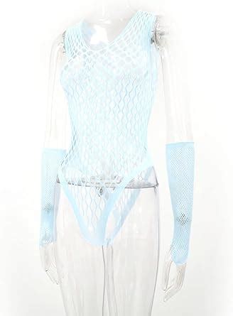 Amazon chu U chu Lingerie Collection フィッシュネットボディストッキング FBS 001 ライトブルー スケスケ セクシーランジェリー chu U