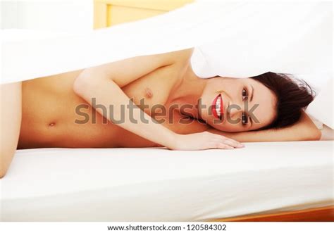 Happy Nude Woman Bed Under Sheet Stock Photo 120584302 Shutterstock