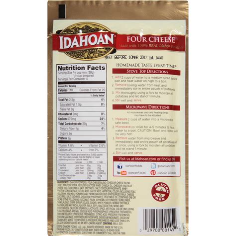 Mashed Potatoes Nutrition Label At Liam Edgar Blog