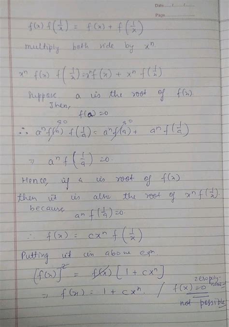 Fn Be A Polynomial Function Satisfying Fxf 1 X Fx F 1 X ∀ X ∈ R 0 And F