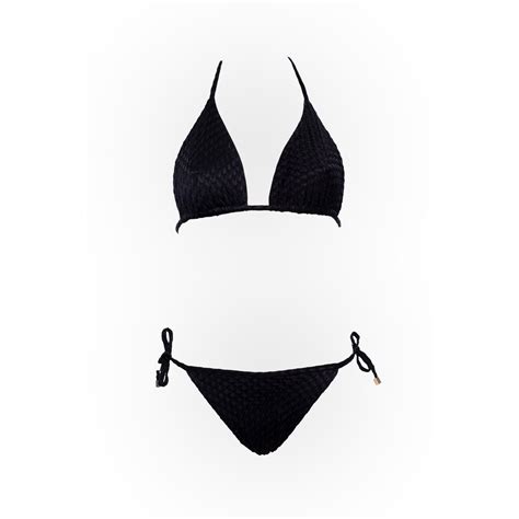 Sierra Black Textured Triangle Bikini