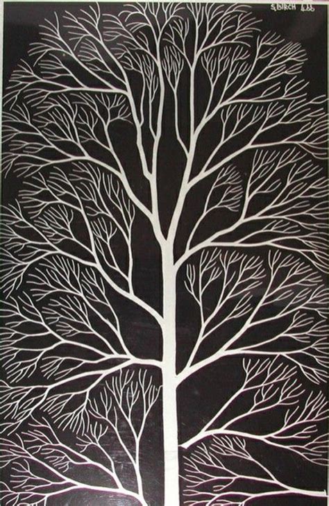 Black Paper Drawing Black And White Tree Tree Illustration