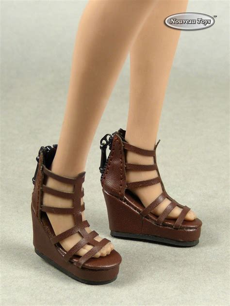 Phicen Tb League Hot Toys Nt Female Dark Brown Gladiator Wedge Heel Shoes Ebay