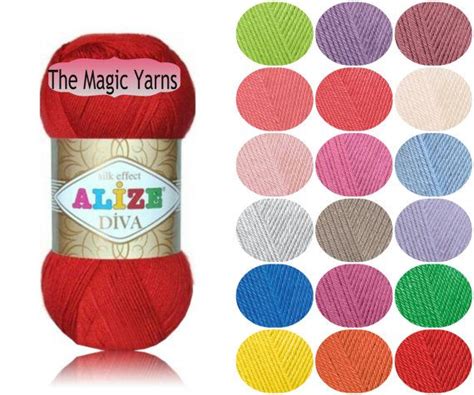 Alize Diva Silk Effect Microfiber Acrylic Yarn Sport - Etsy | Garn ...