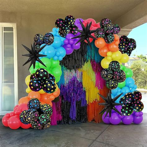 Pcs Rainbow Balloon Arch With Uv Neon Balloons Glow In The Dark