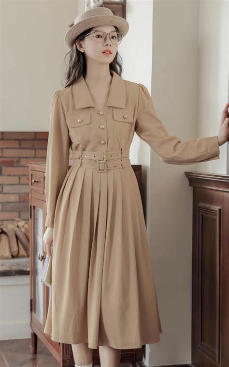Detective Trench Dress Khaki Megoosta Fashion