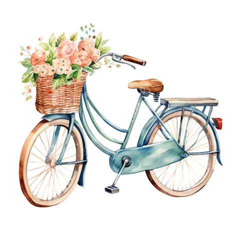 Watercolor Bicycle Cute Clip Art, Watercolor, Hand, Draw PNG ...