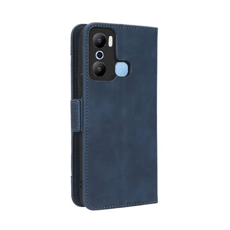 For Infinix Hot Play Skin Feel Calf Texture Card Slots Leather Phone Case Blue Alexnld