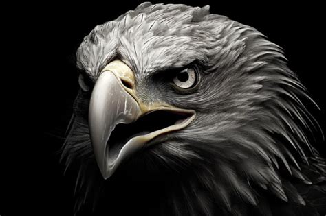 Premium Photo Closeup Grayscale Shot Of An American Bald Eagle On A