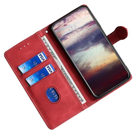 For Transsion Infinix Hot I Wallet Case Straw Hat Pattern Stand Leather Phone Cover Red