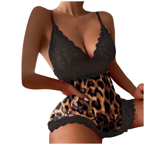 Lace Leopard Print Sexy Lingerie For Women Sex Set Bra Deep V Backless Underwear Lingerie Femme