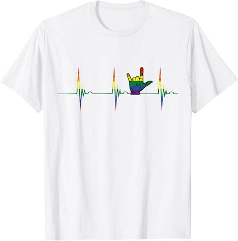 Lgbt Asl Gay Pride Heartbeat Ekg Pulse Rainbow Sign Language T Shirt Walmart