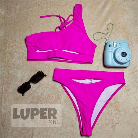 Hot Pink Cut Out Two Piece Swimsuit Shein Bikini Women S Fashion