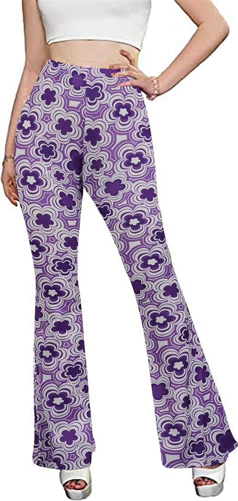 Women High Waisted Fit Flare Ethnic Paisley Floral Bell Bottoms Yoga