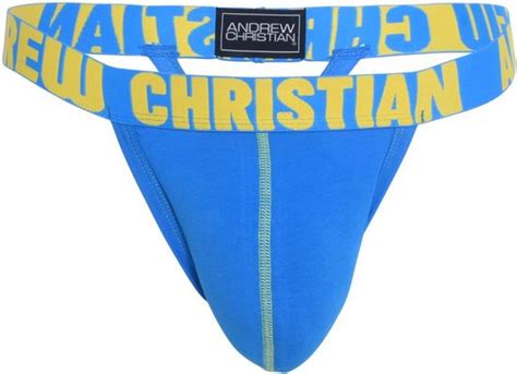 Andrew Christian Happy Y Back Thong W ALMOST NAKED Electric Blue MAAT L Heren Bol