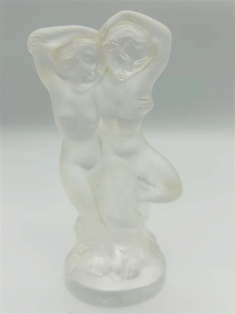 Lalique Crystal Double Nude Faune Couple Vintage S French Art Glass Sculpture Etsy
