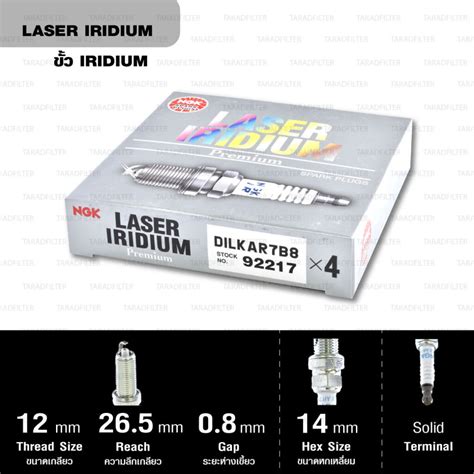 NGK หัวเทียน Laser Iridium ขั้ว Iridium ติดรถ DILKAR7B8 ใช้สำหรับรถยนต์ ...