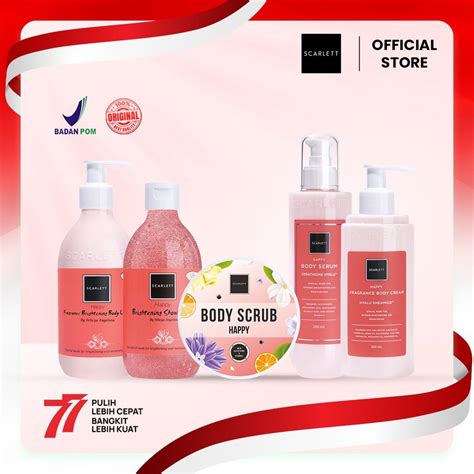 Jual Scarlett Whitening Happy Series Body Serum Cream Lotion Shower