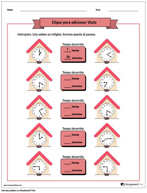 Planilhas De Tempo Decorrido Gratuitamente No StoryboardThat