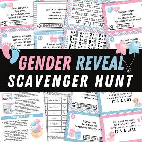 Gender Reveal Scavenger Hunt Printable Gender Reveal Clues Baby Gender