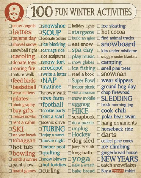 Fun Things To Do In Winter Fun Ideas Wintertime Checklist Fun