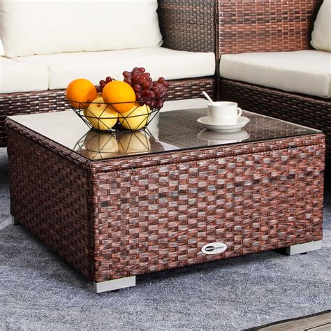 Outdoor Coffee Table for Patio Table Wicker Patio Coffee Table Lawn