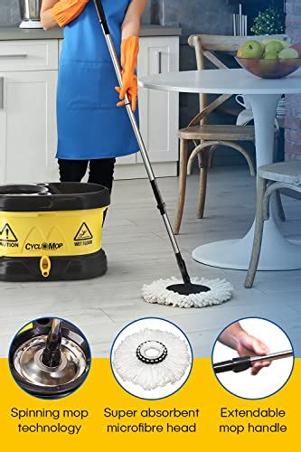 CycloMop Commercial Spinning Spin Mop With Dolly Wheels Heavy Duty