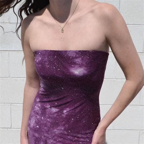 Vintage Purple Glitter Strapless Dress In Dresses Strapless