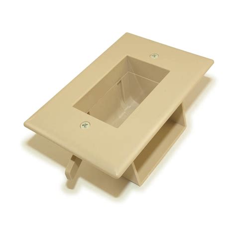 Wall Plate Recessed Low Voltage Cable Pass Thru W Easy Mount Ivory