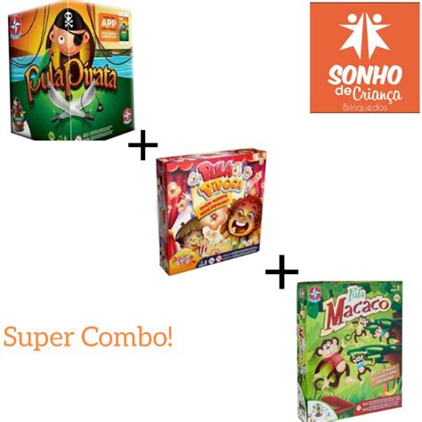 Kit Jogos De Tabuleiro Pula Macaco Pula Pirata Pula Pipoca