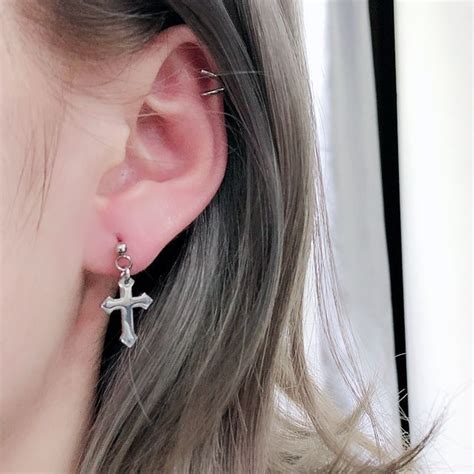 PANGU Stainless Steel Cross Drop Earring YesStyle