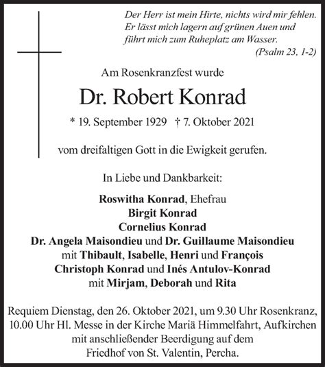 Traueranzeigen Von Robert Konrad Trauer Merkur De