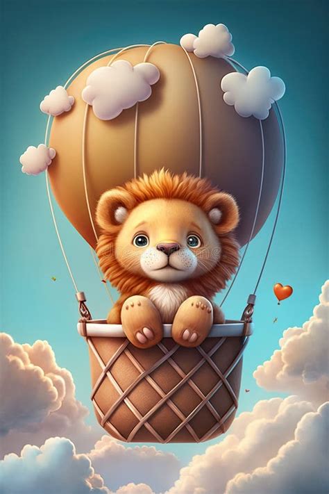 Cute D Render Illustration Of An Elephant Hot Air Balloon Stock Illustration Illustration Of