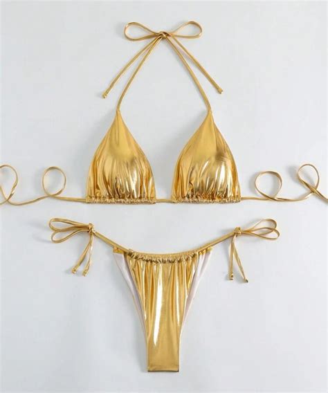 Metallic Gold Bikini Etsy