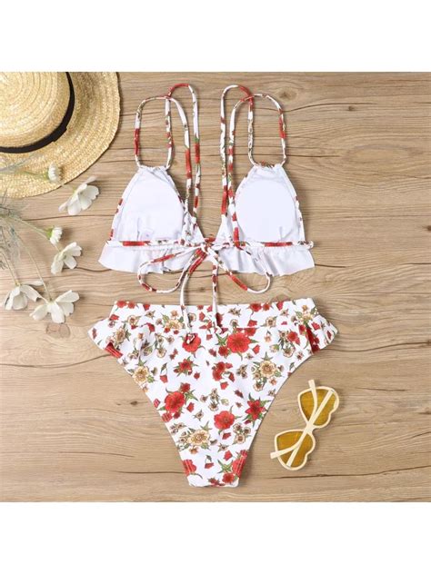 Bikini Donna Due Pezzi Slip Sgambato Mini Moda Bianco Rosso Slim