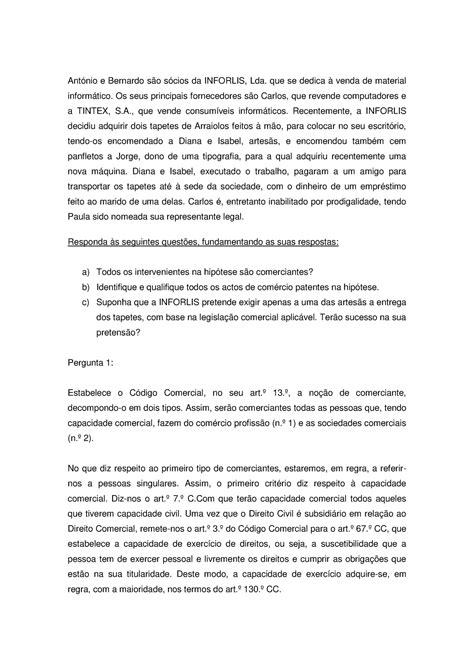 Caso Pr Tico Resolvido Ant Nio E Bernardo S O S Cios Da Inforlis