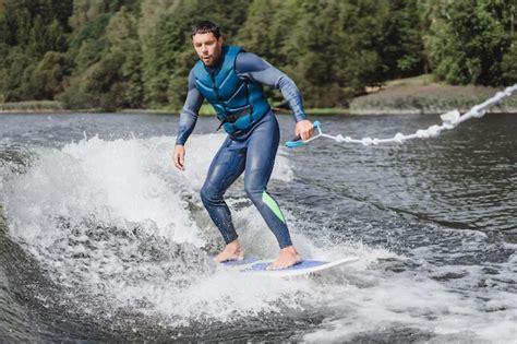 Free Photo Man On Wakesurfing Wave From The Boat