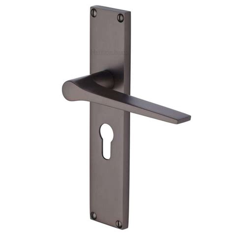 Heritage Gio Euro Lock Door Handles Matt Bronze Broughtons Lighting And Ironmongery