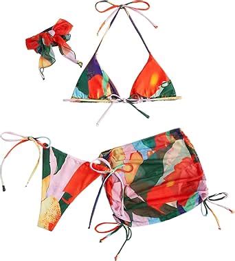 Amazon SOLY HUX Women S 4 Piece Swimsuits Triangle Bikini Bathing Suits With Mesh Beach