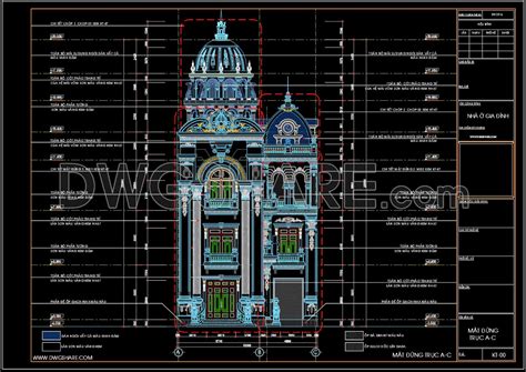 4 Story Classic Villa Plans Sections Details Autocad File 10x13m