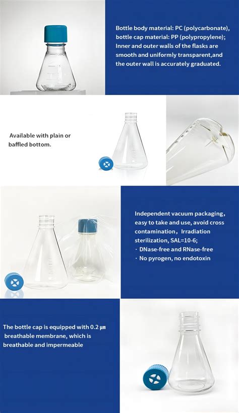 125ml Pc Shake Flask Erlenmeyer Cell Culture Shake Manufacturer